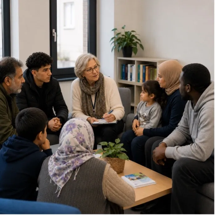 Counselling session with a migrant family